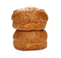 Fototapeta na wymiar Burger buns with sesame isolated on white background