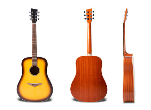 Chitarra vista fronte, retro e laterale