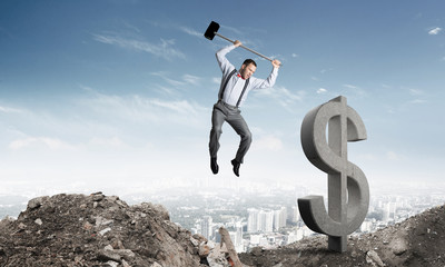 Global business and money concepts. Falling dollar currency.