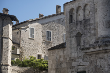 Fototapeta na wymiar Ascoli Piceno (Marches, Italy), buildings in Arringo square