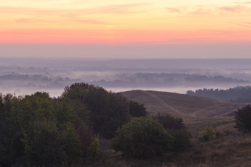 Misty dawn over the hills