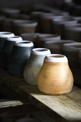 Fototapeta na wymiar Handmade clay pots 