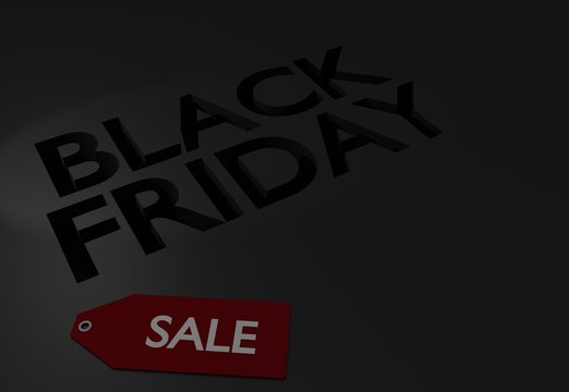 Black Friday 3D text written carved out on dark surface