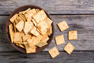 Homemade crackers in bowl