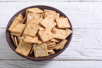 Homemade crackers in bowl