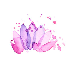 Vector watercolor logo. Lotos flower. Yoga symbol