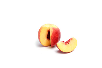 Peach on a white background, composition, isolate.