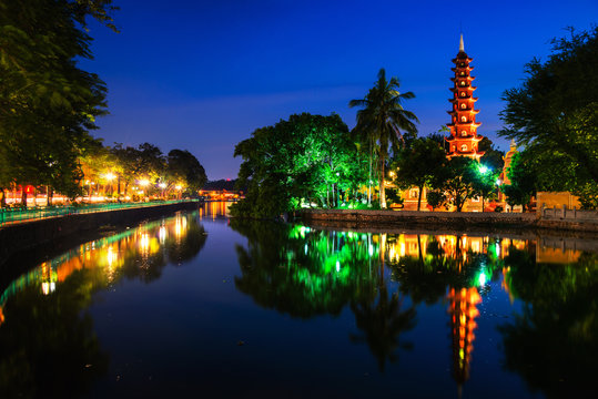 Tran Quoc Pagoda the oldest Buddhist temple in Hanoi, Vietnam