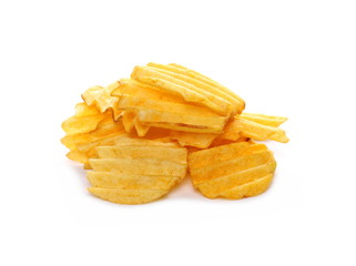 Potato chips isolated on white background
