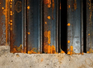rusty metal tube on cement floor for background