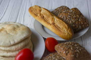 Different sandwiches with vegetables and cheese isolated