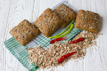 bread with sunflower seeds on a wooden table