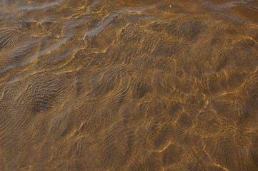 texture of water and river sand shallow waves