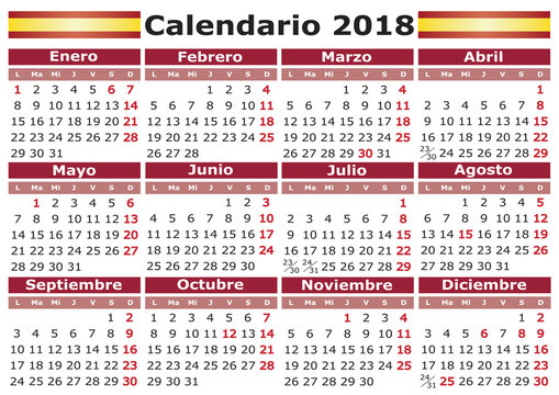 calendario 2018 horizontal