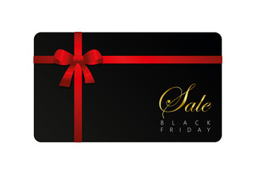 black friday sale geschenkkarte mit roter schleife