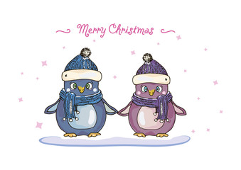 Holiday penguins card