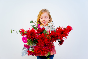 Little girl with flowers