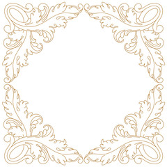 Golden vintage border frame engraving with retro ornament pattern in antique baroque style decorative design. Vector