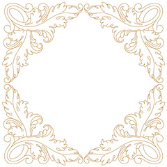 Golden vintage border frame engraving with retro ornament pattern in antique baroque style decorative design. Vector