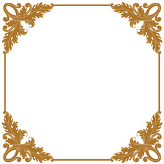 Golden vintage border frame engraving with retro ornament pattern in antique baroque style decorative design. Vector