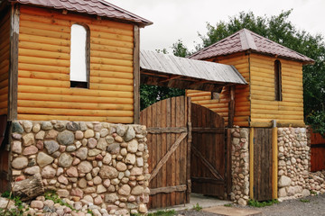 Wooden gate in an old castle