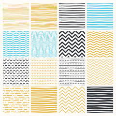 Materiał do szycia Collection of hand draw vector patterns.