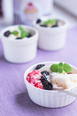 Creamy dessert with berries