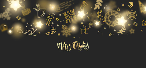 Merry Christmas gold glitter lettering design.