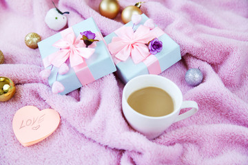 Christmas gift box with on background