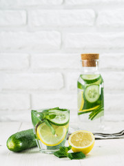 infused detox water with cucumber, lemon and mint