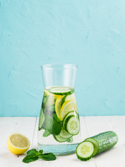 infused detox water with cucumber, lemon and mint