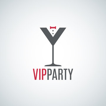 cocktail party glass logo. Vip party design background
