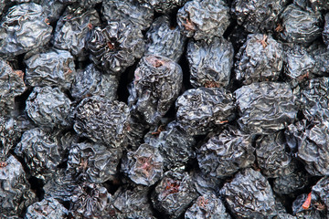 Texture of dried black aronia berries