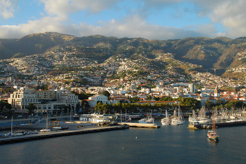 Panoramic view of Funchal on Madeira Island. Portugal
