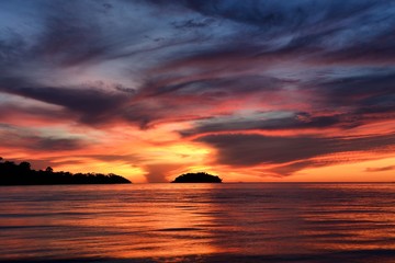 Naklejka na ściany i meble Scenic view of island during sunset at Chang island Thailand