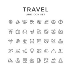 Set line icons of travel