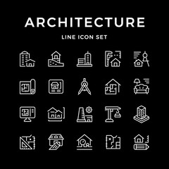Set line icons of architecture