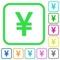 Obraz premium Japanese Yen sign vivid colored flat icons icons