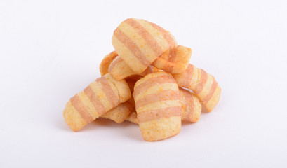 Potato chips isolated on white background (potato crisps)
