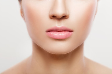 Obraz na płótnie Canvas woman's lips with natural make up
