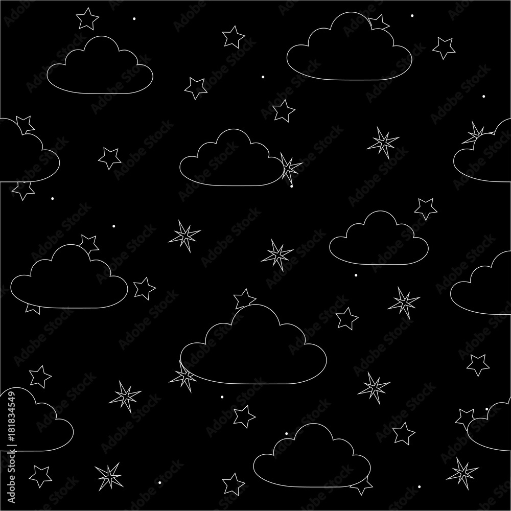 Canvas Prints Abstract seamless baby star pattern for girls, boys, clothes, sportswear. Creative vector black background with stars and sky. Funny baby black star wallpaper for textile and fabric. Fashion kid style