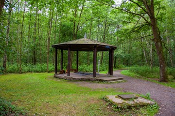 Pavilion of mineral water spring Glauber II - small spa town Frantiskovy Lazne (Franzensbad) in west part of Czech Republic (district Karlovy Vary)