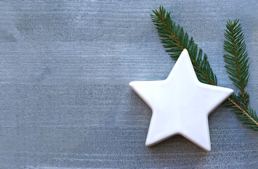 silver Christmas background with white star