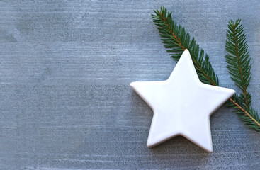 silver Christmas background with white star