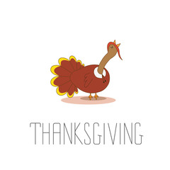 Happy Thanksgiving Celebration Design with Cartoon Turkey