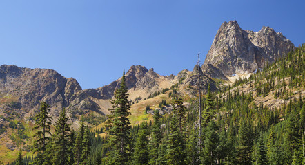 Colorful Eroded Mountains of Cascades National Park, Washington