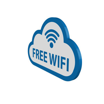 3D Cloud - Free wifi wireless lan symbol