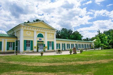 Colonnade of mineral water springs - small spa town Frantiskovy Lazne (Franzensbad) in the west part of Czech Republic (district Karlovy Vary)