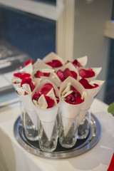 Red wedding  flower decorate background