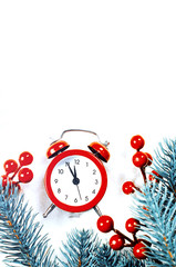 Christmas Eve and New Years clock on snow.